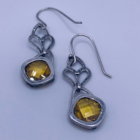 Silpada RARE Sterling Faceted Citrine Heart Dangle French Wire Earrings - Picture 9 of 11
